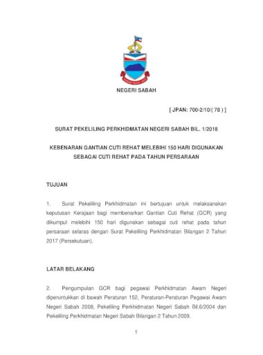 Negeri Sabah Jpan 700 2 10 78 Surat Gcr Yang Melebihi 150 Hari Boleh Digunakan Sebagai
