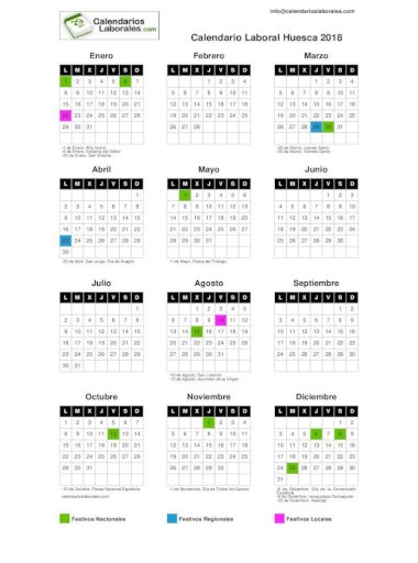 Calendario Laboral Huesca 2018 Title Calendario Laboral Huesca 2018 Author Subject Calendario