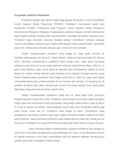 Pernyataan Profesional Sebelum Praktikum / Mohd wakiyuddin bin rosnan
