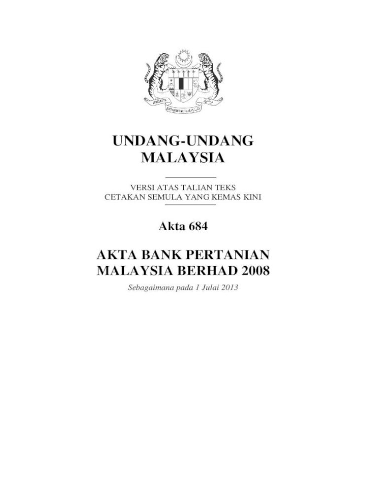 Undang Undang Malaysia Agc Gov My 68kuasa Menteri Pertanian Dan Industri Asas Tani Memberi Arahan 13 Penyata Kewangan Hendaklah Dikemukakan Kepada Menteri 14 Perlindungan Di Bawah