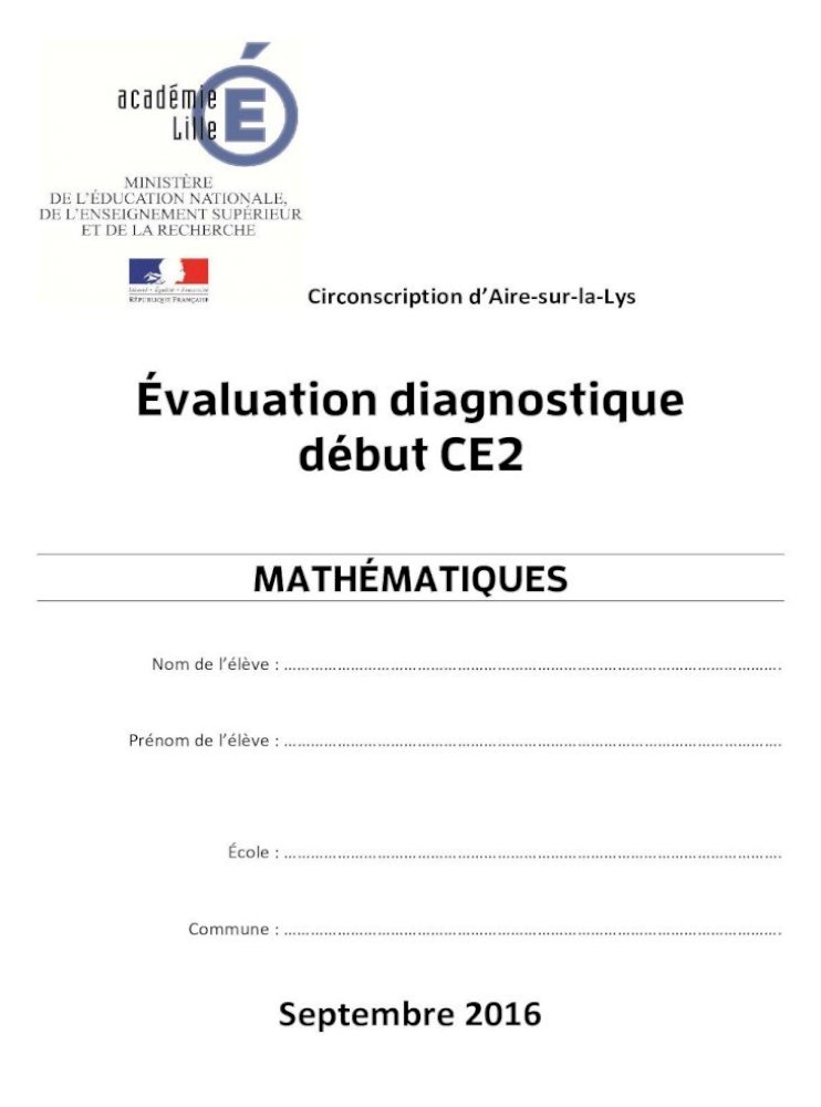 Evaluation Diagnostique Debut Ce2 Aire Sur La Lys Evaluation Diagnostique Ce2 Septembre
